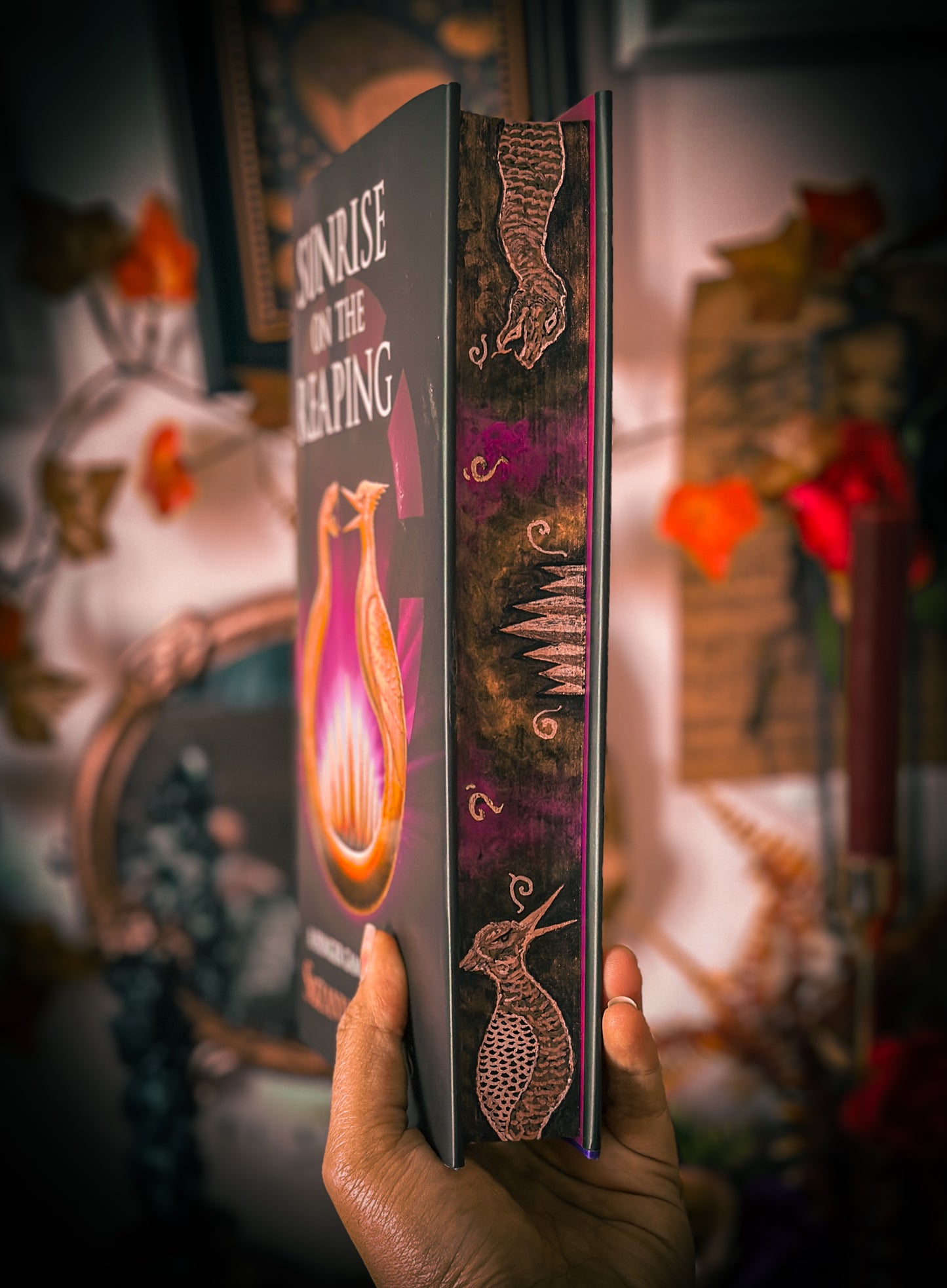Sunrise on the Reaping HAND-PAINTED EDGES - Suzanne Collins Hunger Games Book (Foils and Endpapers)