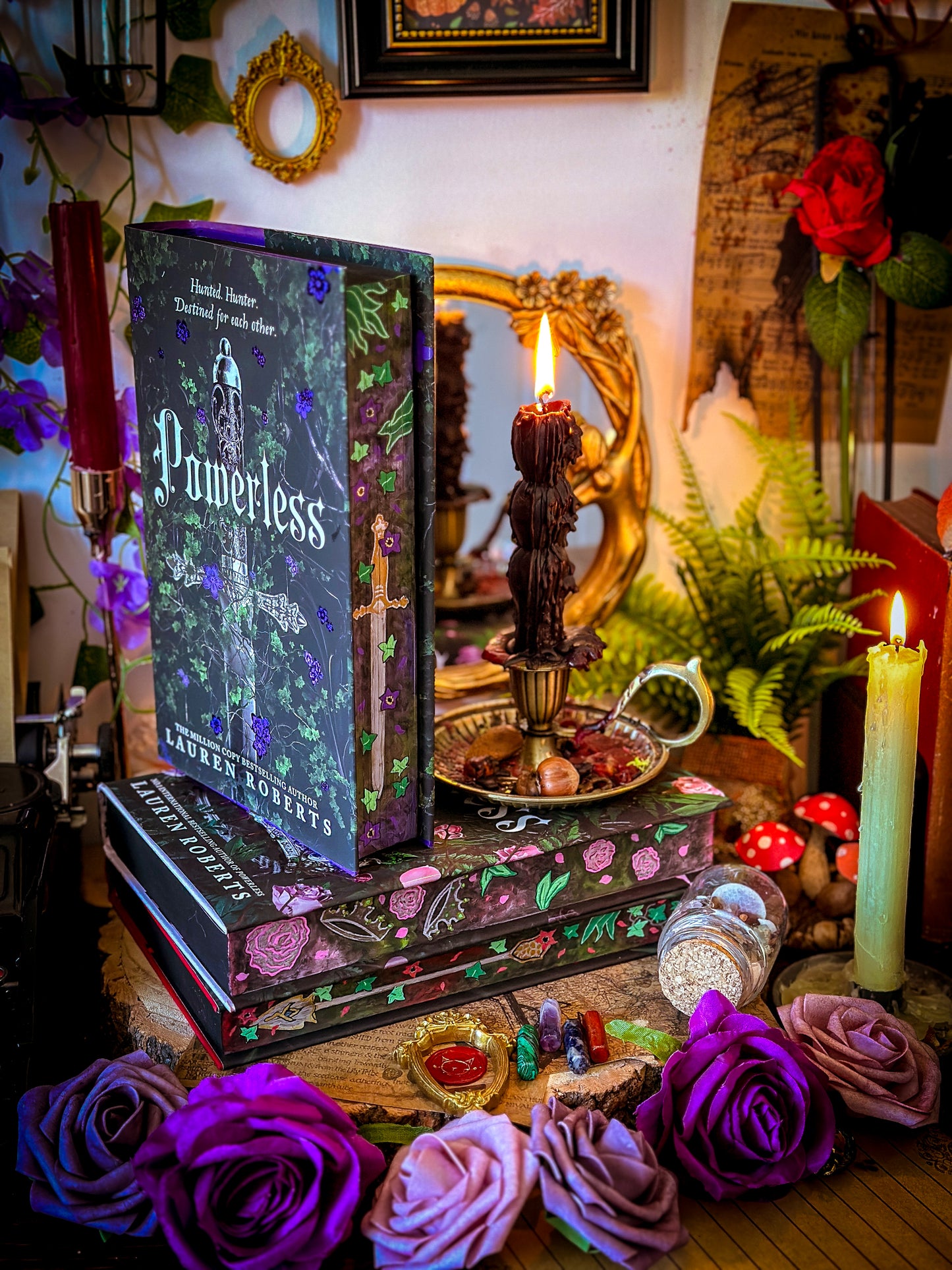 The Powerless Trilogy HANDPAINTED BOOK EDGES - by Lauren Roberts - Fearless, Reckless - Foreedge Painting