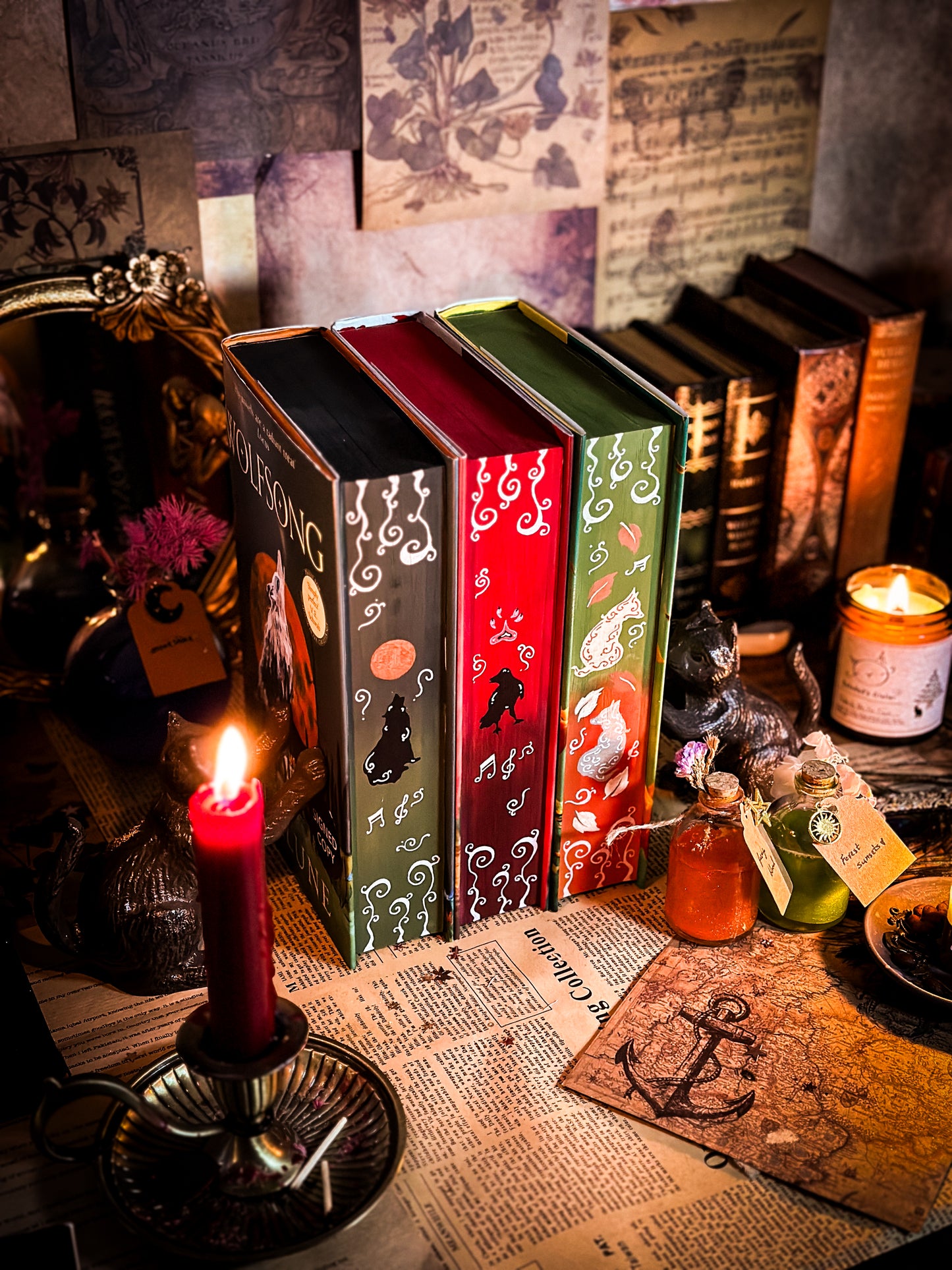 Green Creek Book Series Hand-painted Book Edges (Wolfsong, Ravensong, Heartsong)