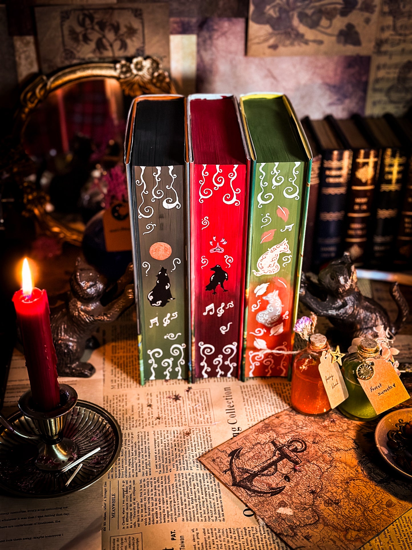 Green Creek Book Series Hand-painted Book Edges (Wolfsong, Ravensong, Heartsong)