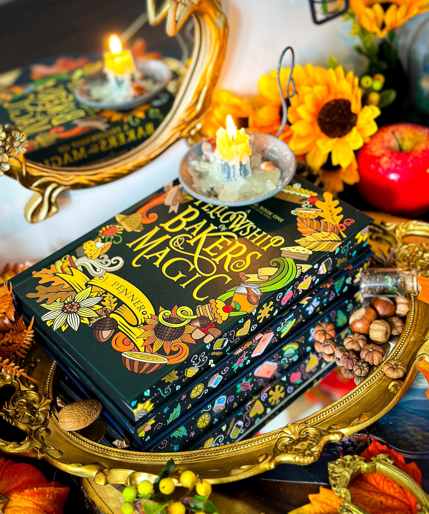Adenashire Series: A FELLOWSHIP of Bakers & Magic A FELLOWSHIP of Librarians and Dragons Hand-painted Book Edges - Special Edition Book