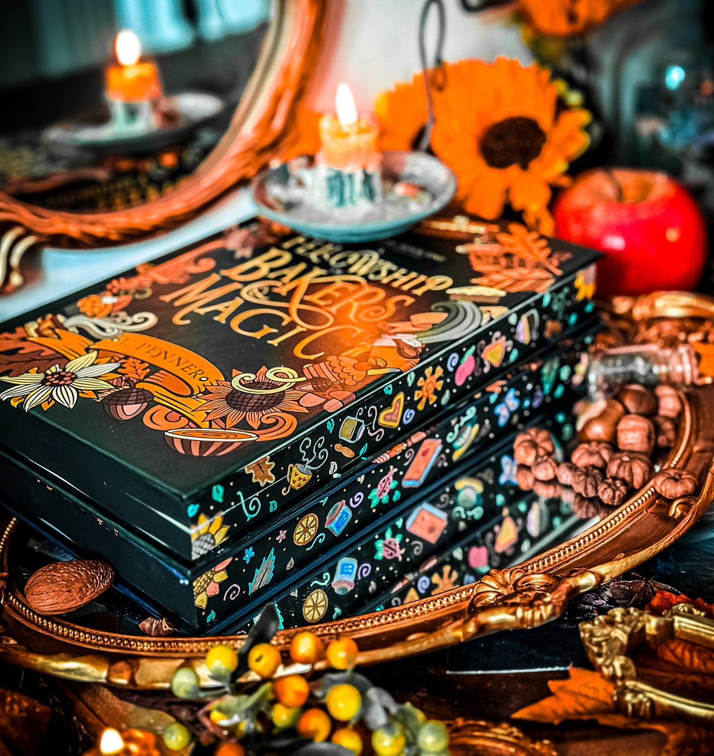 Adenashire Series: A FELLOWSHIP of Bakers & Magic A FELLOWSHIP of Librarians and Dragons Hand-painted Book Edges - Special Edition Book