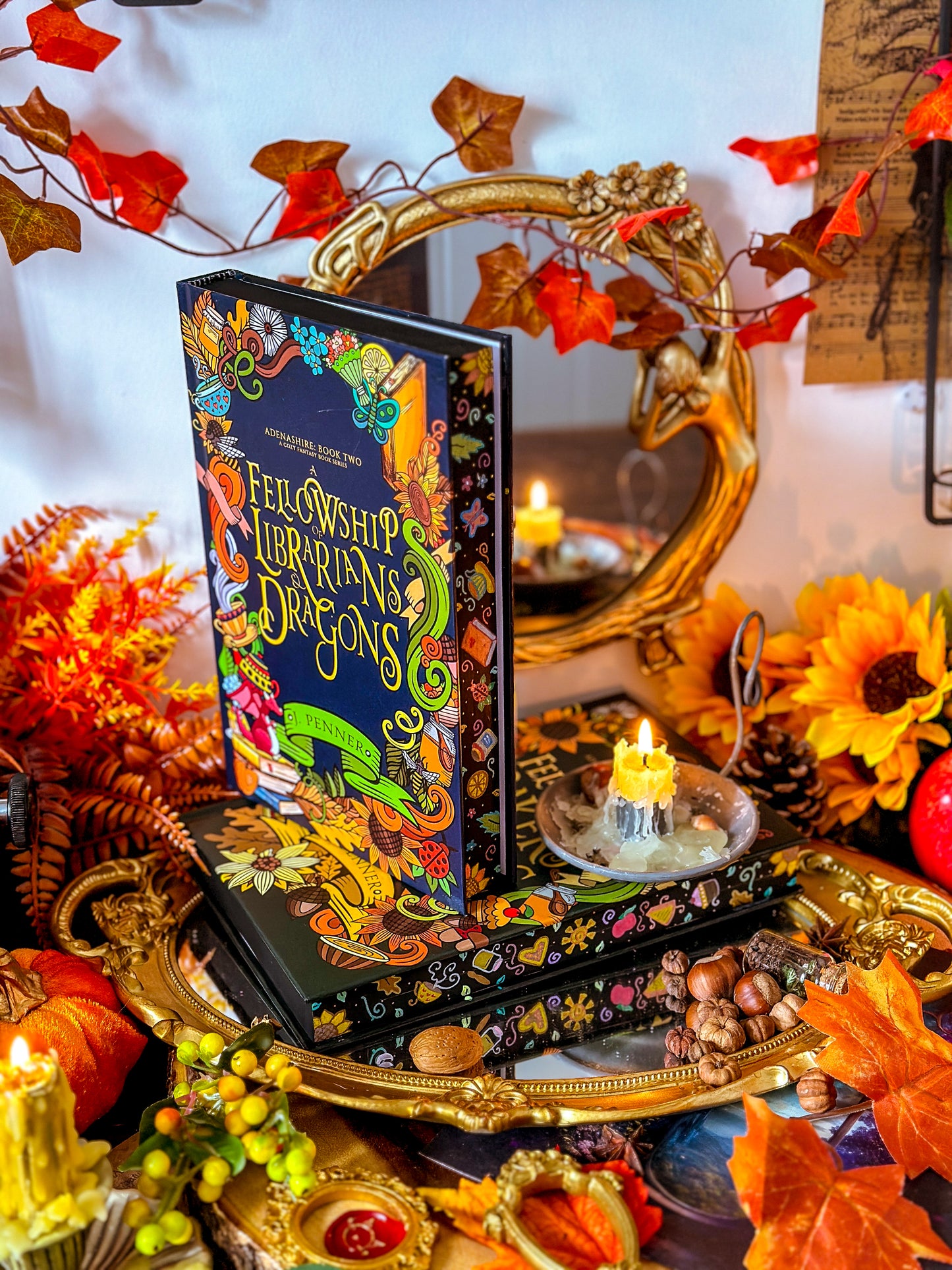 Adenashire Series: A FELLOWSHIP of Bakers & Magic A FELLOWSHIP of Librarians and Dragons Hand-painted Book Edges - Special Edition Book