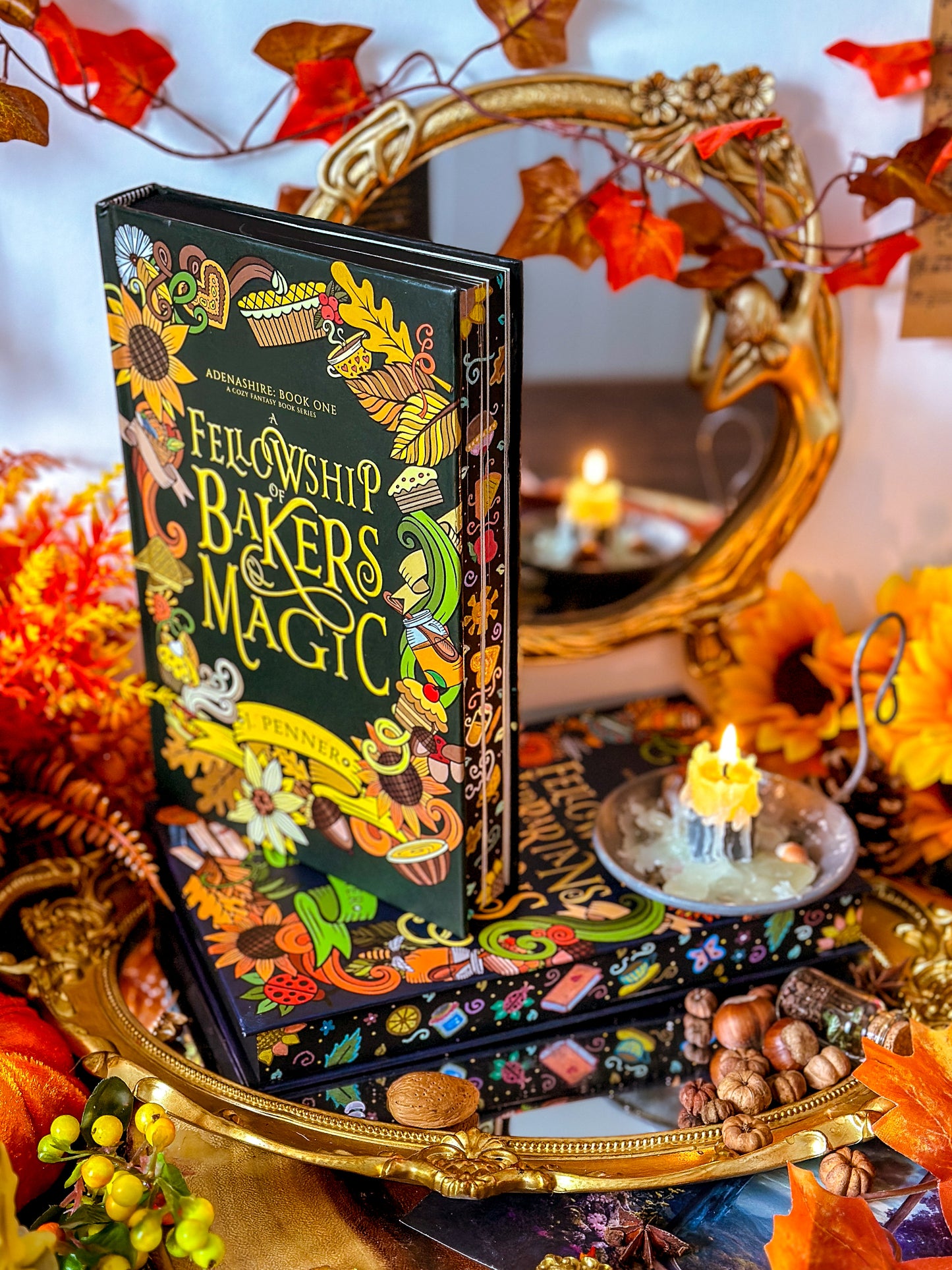 Adenashire Series: A FELLOWSHIP of Bakers & Magic A FELLOWSHIP of Librarians and Dragons Hand-painted Book Edges - Special Edition Book
