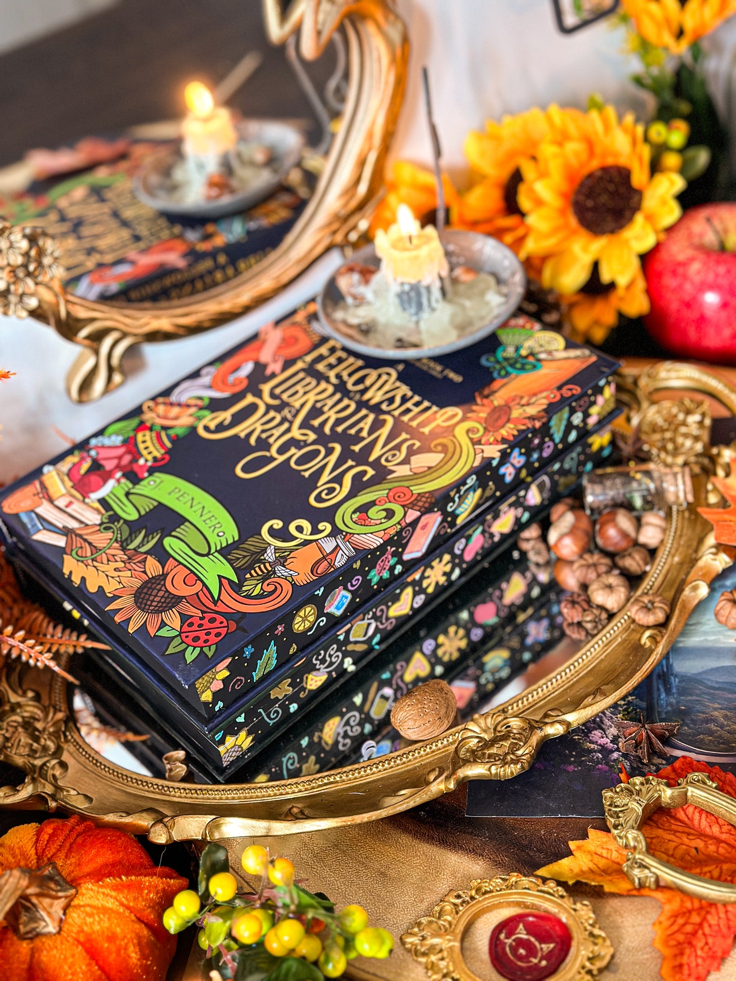 Adenashire Series: A FELLOWSHIP of Bakers & Magic A FELLOWSHIP of Librarians and Dragons Hand-painted Book Edges - Special Edition Book