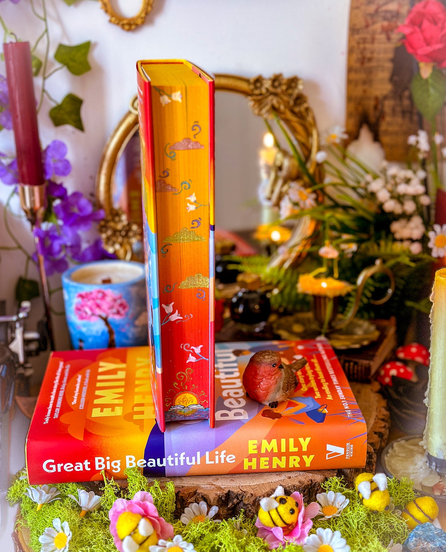Great Big Beautiful Life HANDPAINTED BOOK EDGES + Vinyl Foil and Endpapers - Emily Henry Books - Romance Book Special Edition