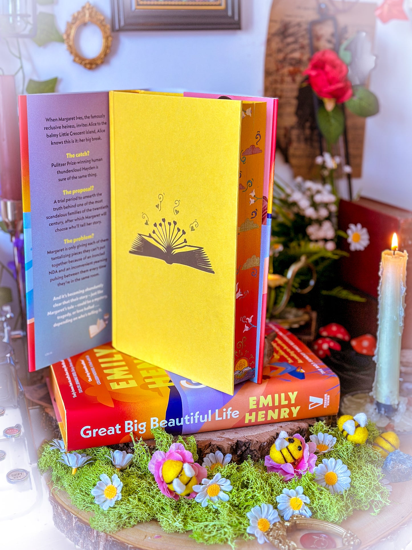 Great Big Beautiful Life HANDPAINTED BOOK EDGES + Vinyl Foil and Endpapers - Emily Henry Books - Romance Book Special Edition