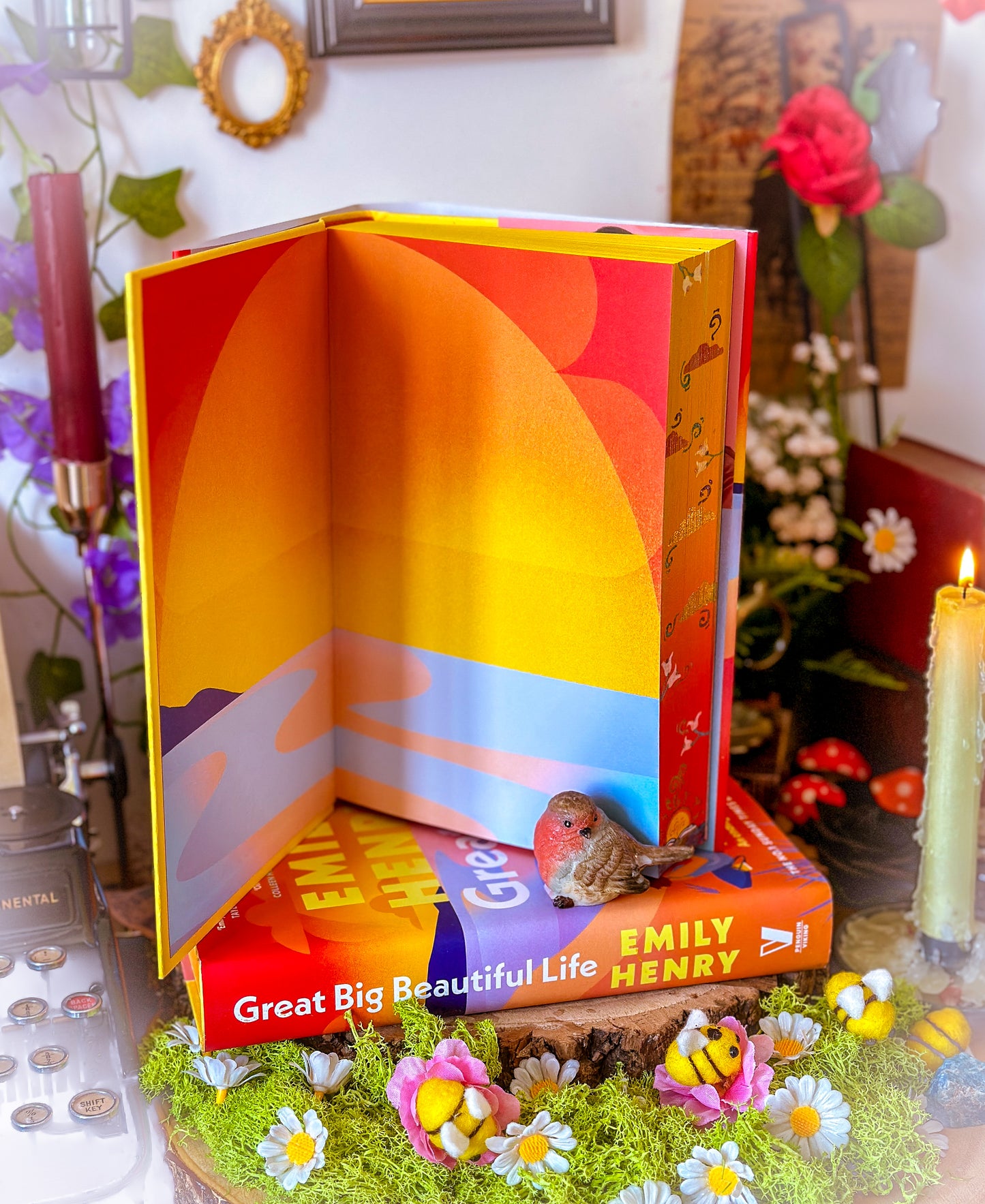 Great Big Beautiful Life HANDPAINTED BOOK EDGES + Vinyl Foil and Endpapers - Emily Henry Books - Romance Book Special Edition
