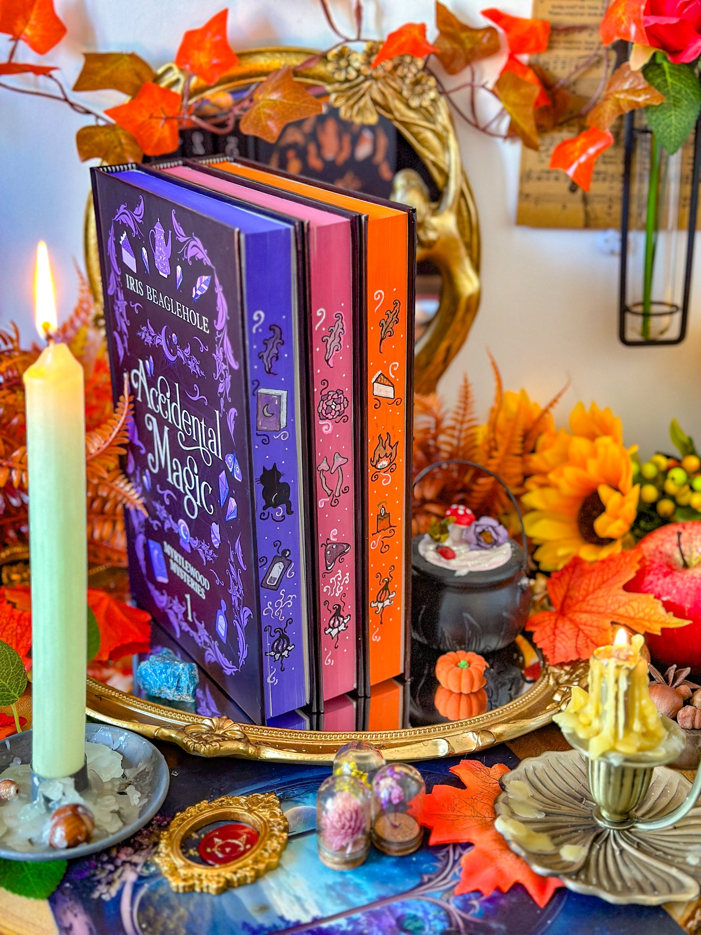 MYRTLEWOOD MYSTERIES Books 1 - 3 Hand-Painted Book Edges - Fore-edge Painting - Iris Beaglehole