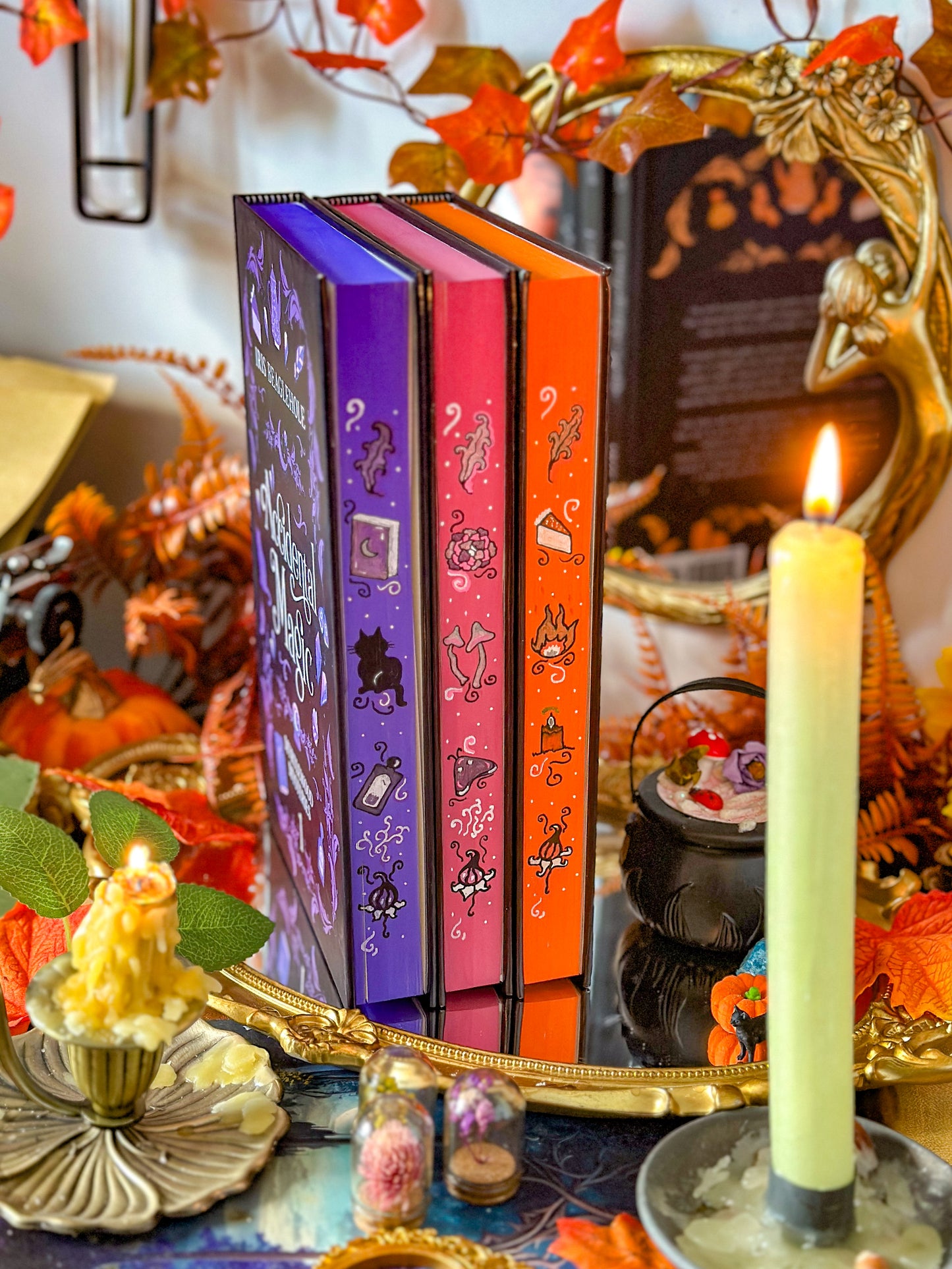 MYRTLEWOOD MYSTERIES Books 1 - 3 Hand-Painted Book Edges - Fore-edge Painting - Iris Beaglehole