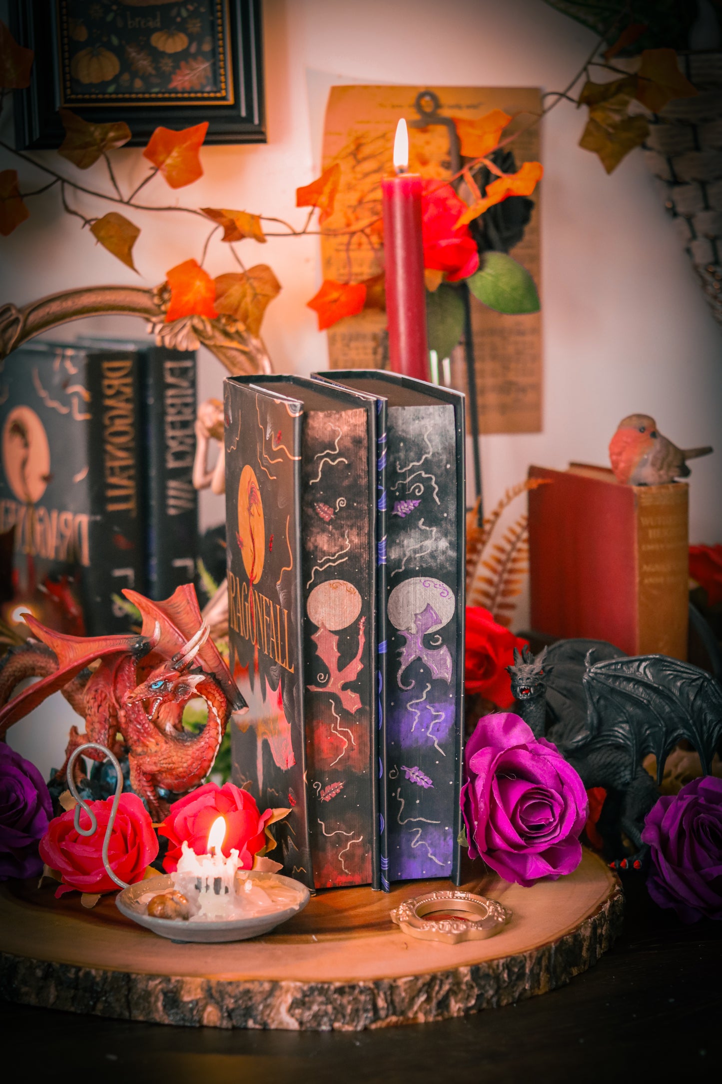 Dragonfall and Emberclaw HANDPAINTEAD BOOK EDGES - L.R. Lam - Foreedge Painting