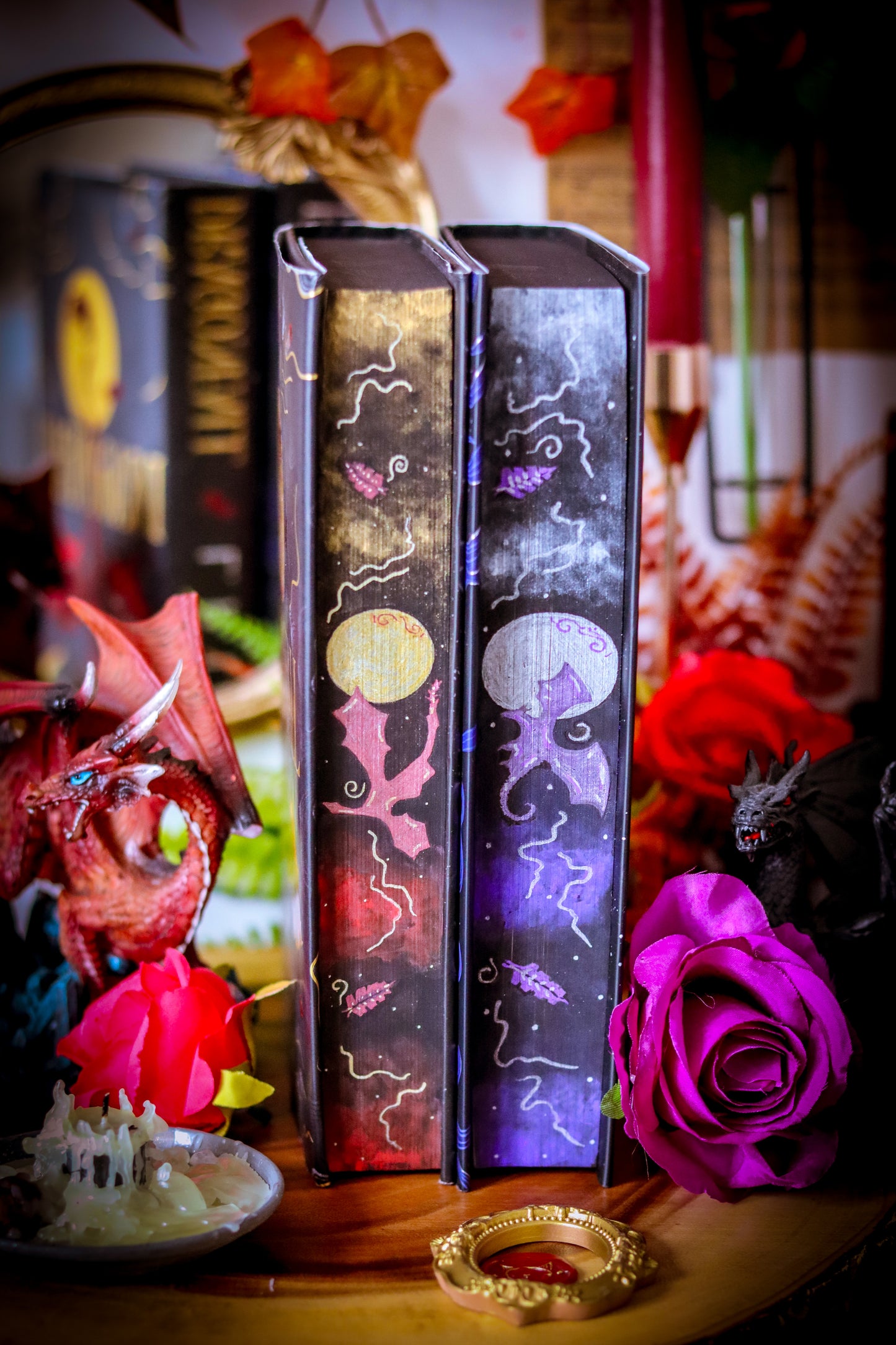 Dragonfall and Emberclaw HANDPAINTEAD BOOK EDGES - L.R. Lam - Foreedge Painting