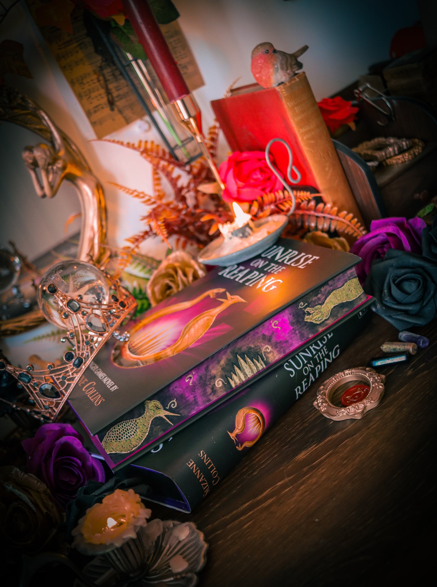Sunrise on the Reaping HAND-PAINTED EDGES - Suzanne Collins Hunger Games Book (Foils and Endpapers)