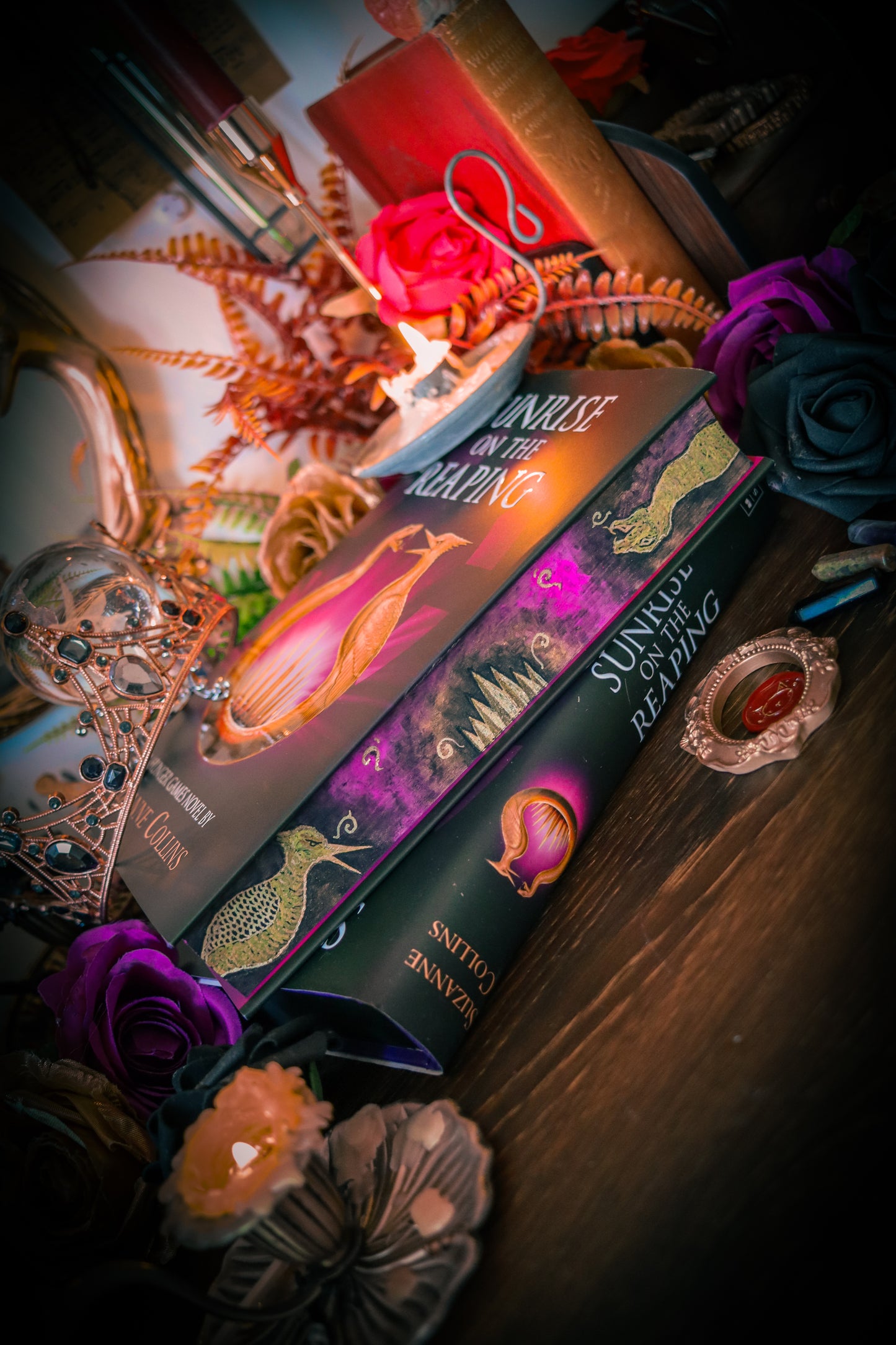 Sunrise on the Reaping HAND-PAINTED EDGES - Suzanne Collins Hunger Games Book (Foils and Endpapers)