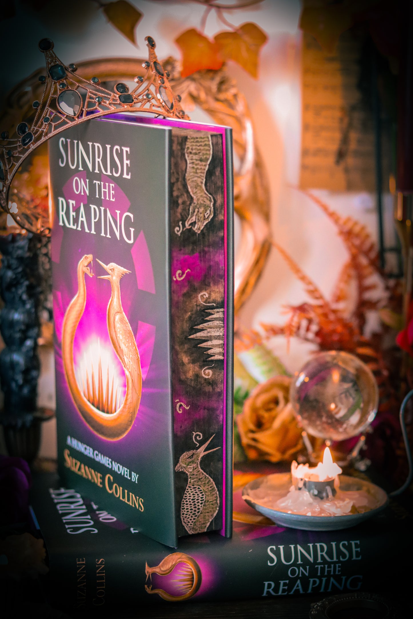 Sunrise on the Reaping HAND-PAINTED EDGES - Suzanne Collins Hunger Games Book (Foils and Endpapers)