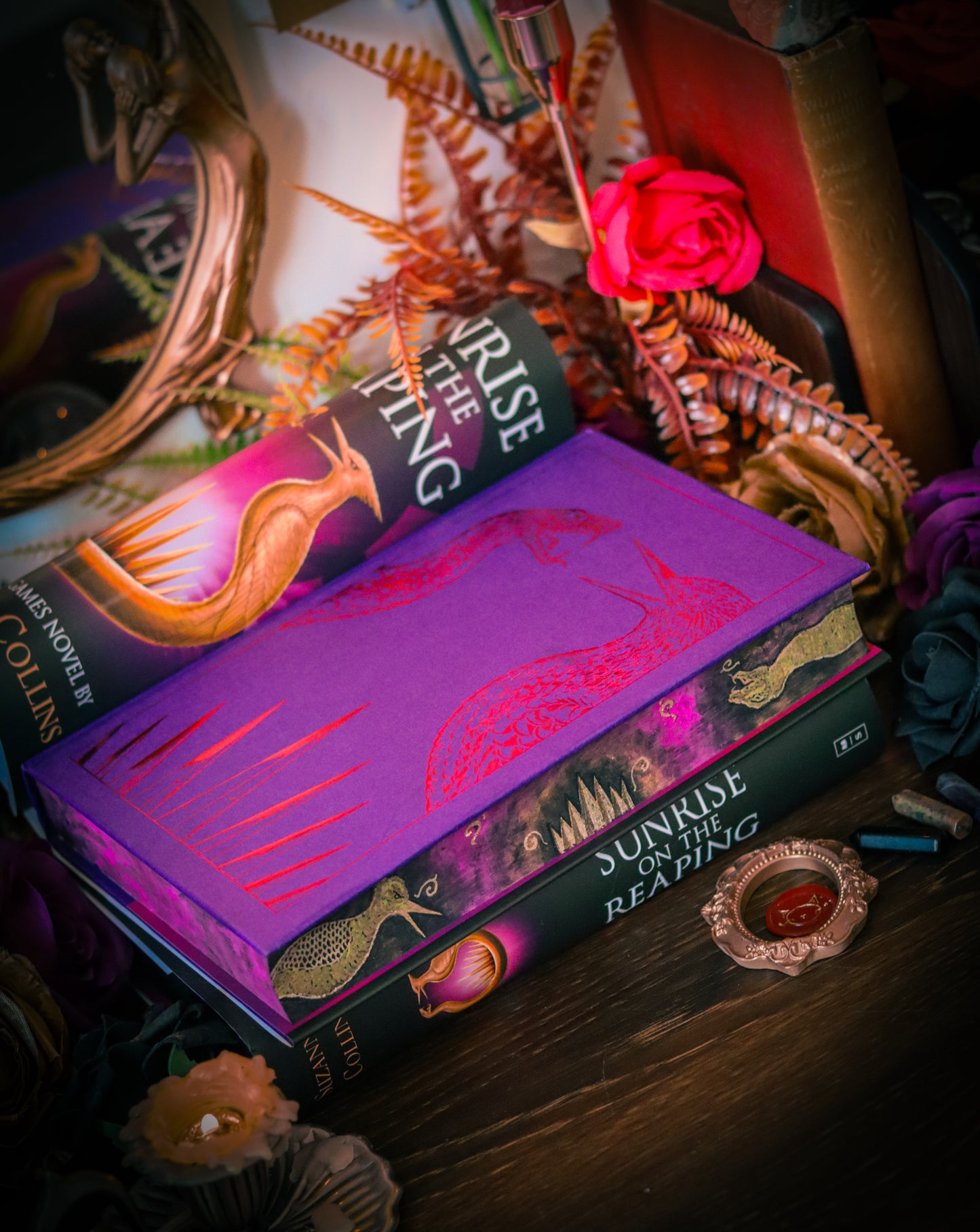 Sunrise on the Reaping HAND-PAINTED EDGES - Suzanne Collins Hunger Games Book (Foils and Endpapers)