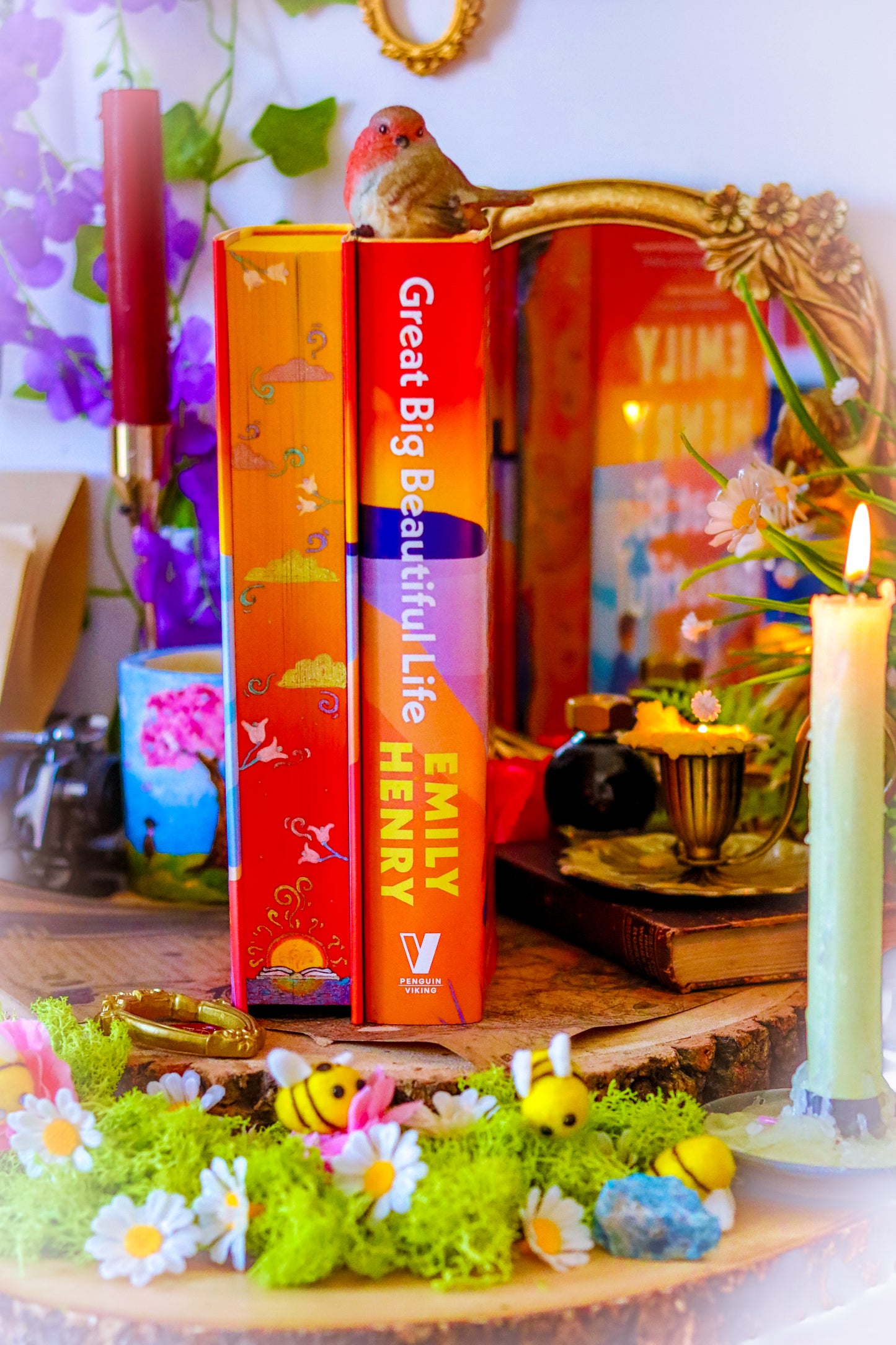 Great Big Beautiful Life HANDPAINTED BOOK EDGES + Vinyl Foil and Endpapers - Emily Henry Books - Romance Book Special Edition