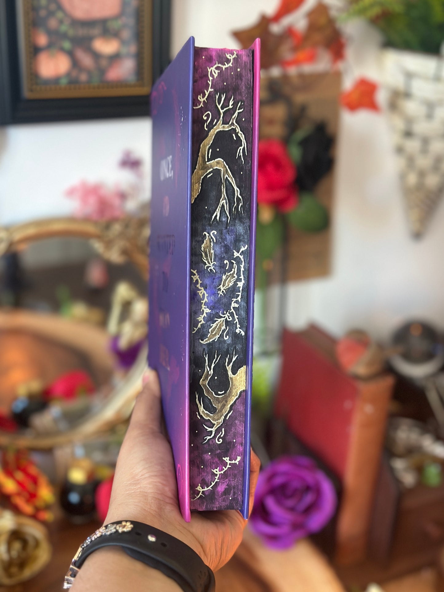 A Treachery of Swans hand-painted book edges - book by A.B. Poranek- SPECIAL EDITION BOOK