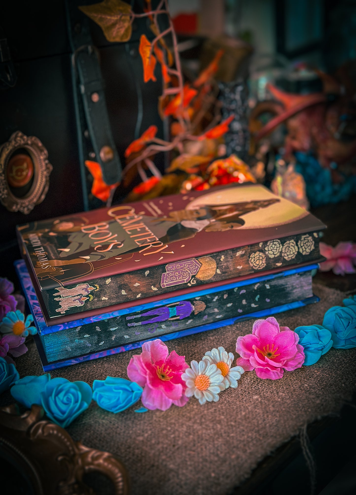 TRANS RIGHTS BOOKS: Cemetery Boys & Lost in Lost in the Never Woods HAND PAINTED BOOK EDGES - Books by Aiden Thomas