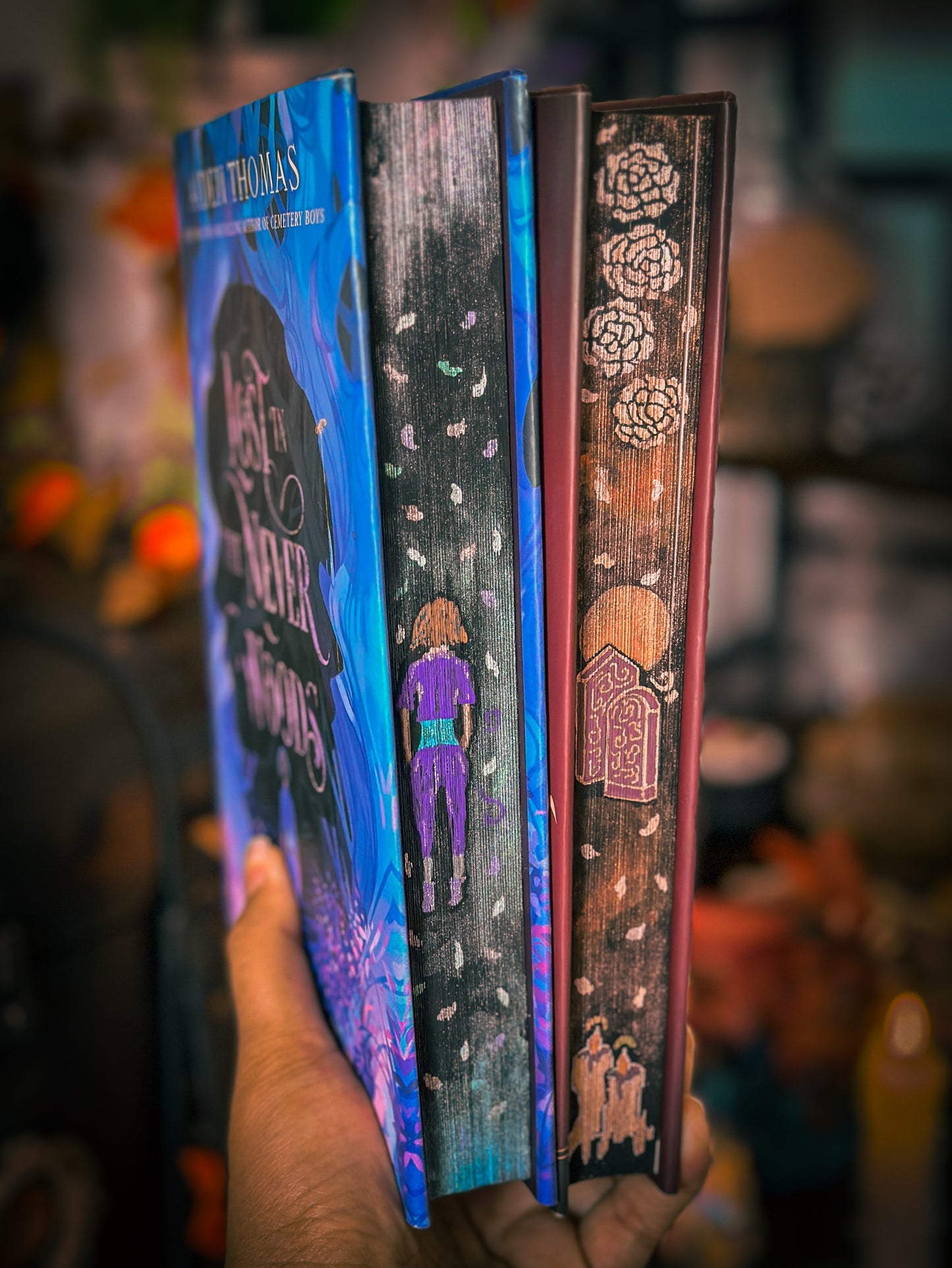TRANS RIGHTS BOOKS: Cemetery Boys & Lost in Lost in the Never Woods HAND PAINTED BOOK EDGES - Books by Aiden Thomas