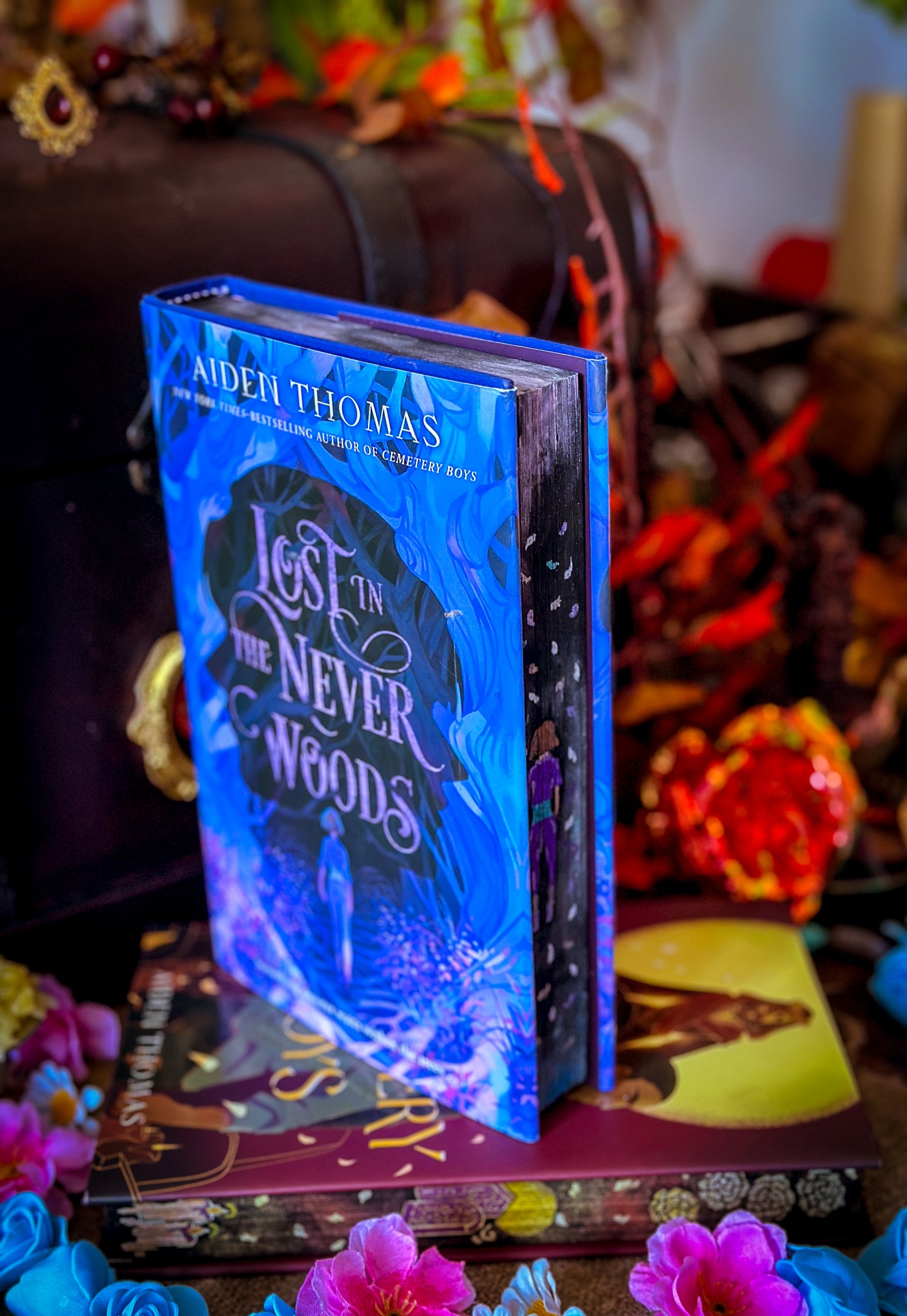 TRANS RIGHTS BOOKS: Cemetery Boys & Lost in Lost in the Never Woods HAND PAINTED BOOK EDGES - Books by Aiden Thomas