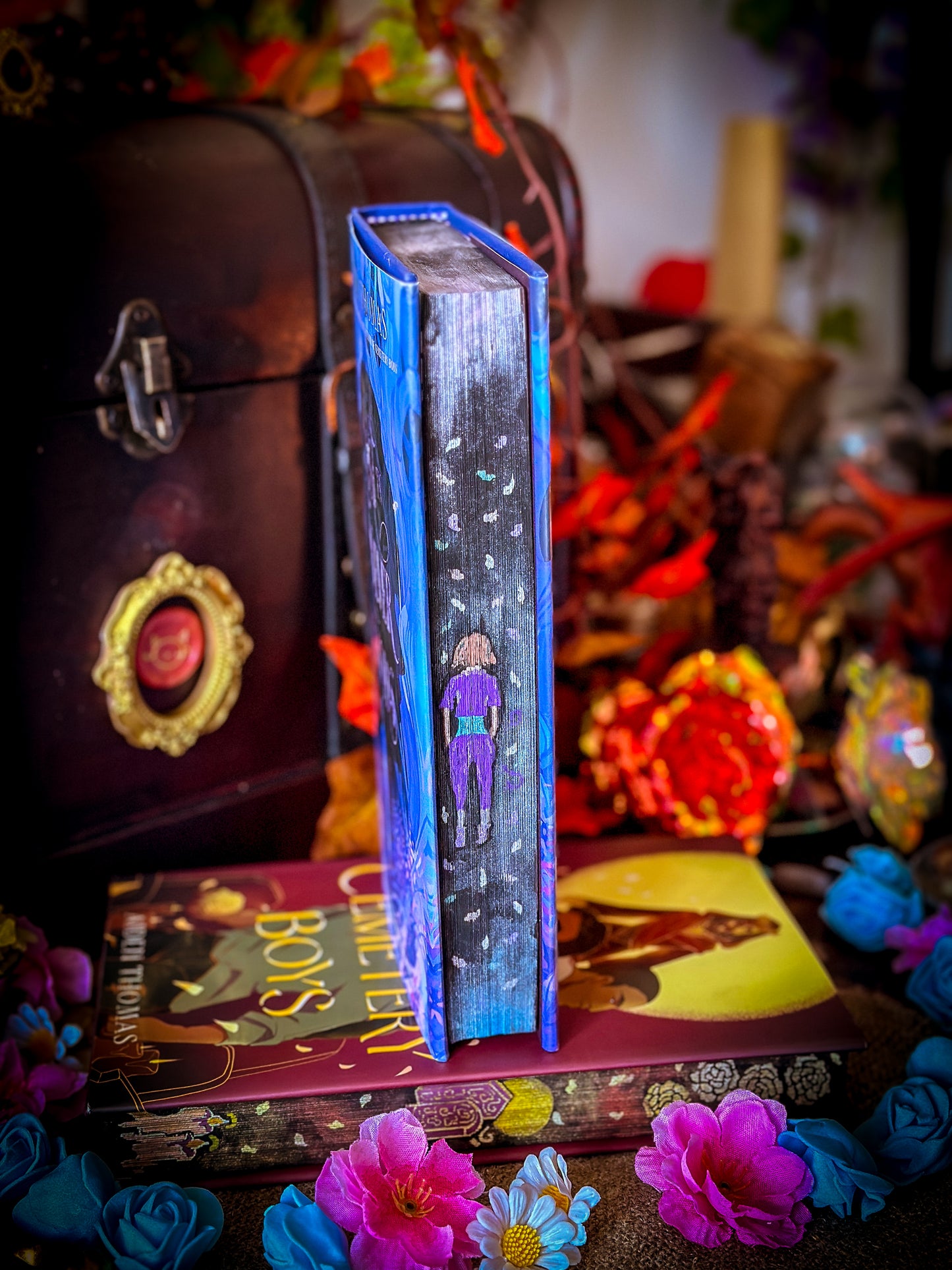 TRANS RIGHTS BOOKS: Cemetery Boys & Lost in Lost in the Never Woods HAND PAINTED BOOK EDGES - Books by Aiden Thomas