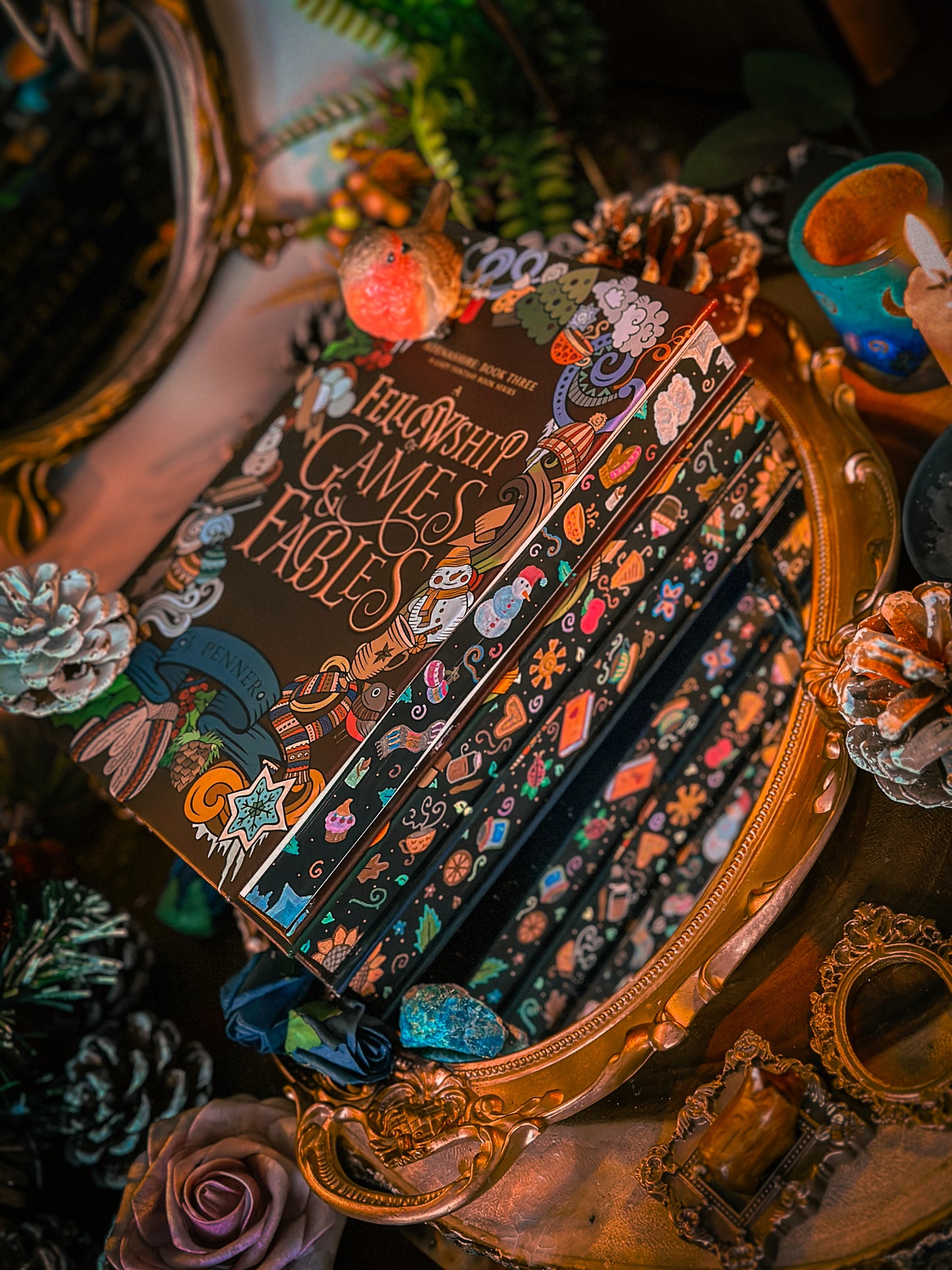 Adenashire Series: A FELLOWSHIP of Bakers & Magic A FELLOWSHIP of Librarians and Dragons Hand-painted Book Edges - Special Edition Book