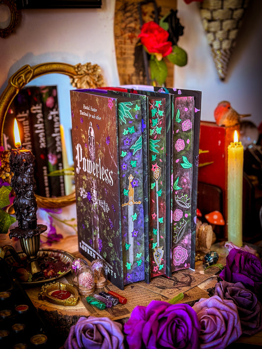 The Powerless Trilogy HANDPAINTED BOOK EDGES - by Lauren Roberts - Fearless, Reckless - Foreedge Painting