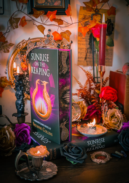 Sunrise on the Reaping HAND-PAINTED EDGES - Suzanne Collins Hunger Games Book (Foils and Endpapers)