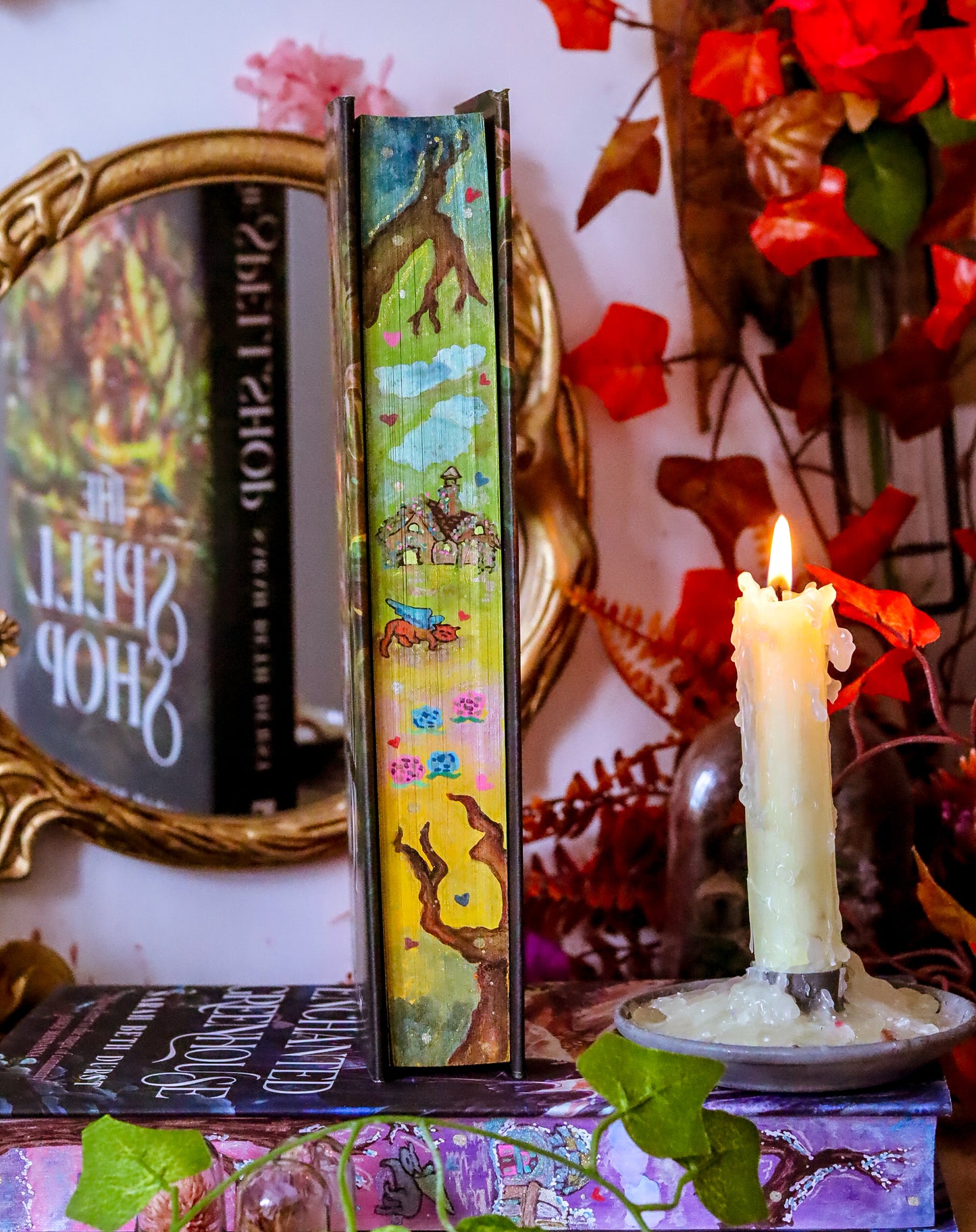The Enchanted Greenhouse hand-painted book edges - books by Sarah Beth Durst - SPECIAL EDITION BOOK