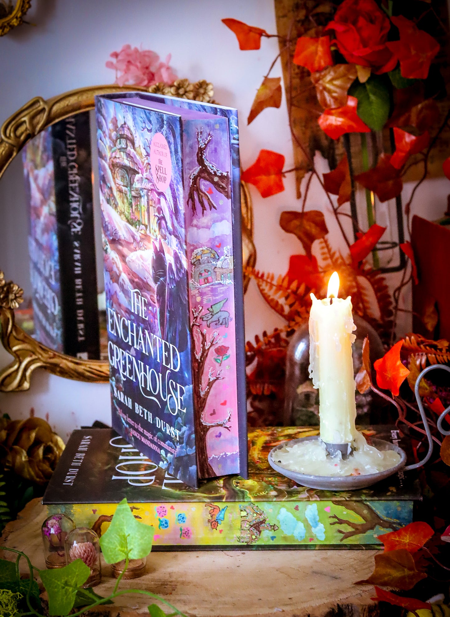The Enchanted Greenhouse hand-painted book edges - books by Sarah Beth Durst - SPECIAL EDITION BOOK
