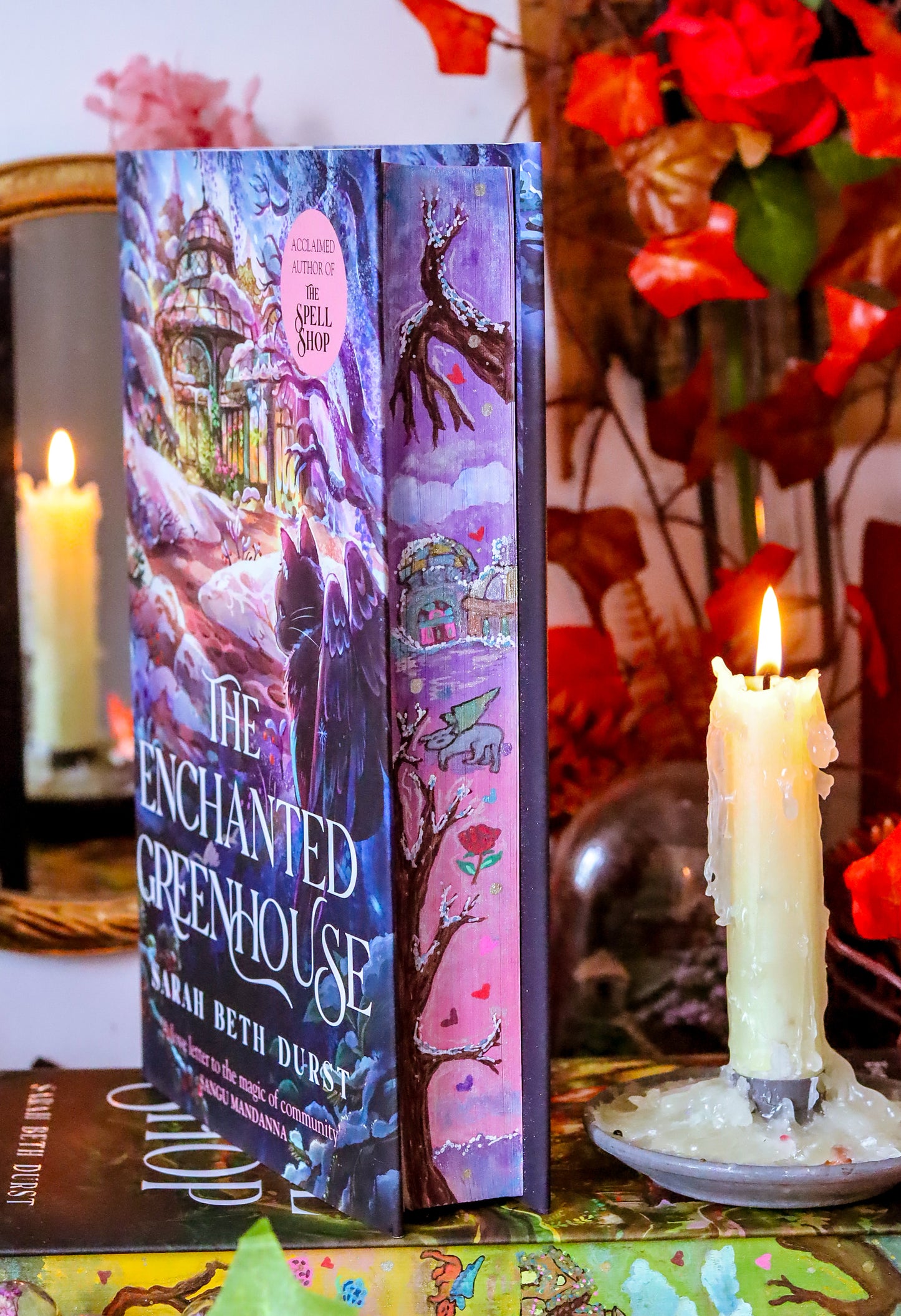 The Enchanted Greenhouse hand-painted book edges - books by Sarah Beth Durst - SPECIAL EDITION BOOK
