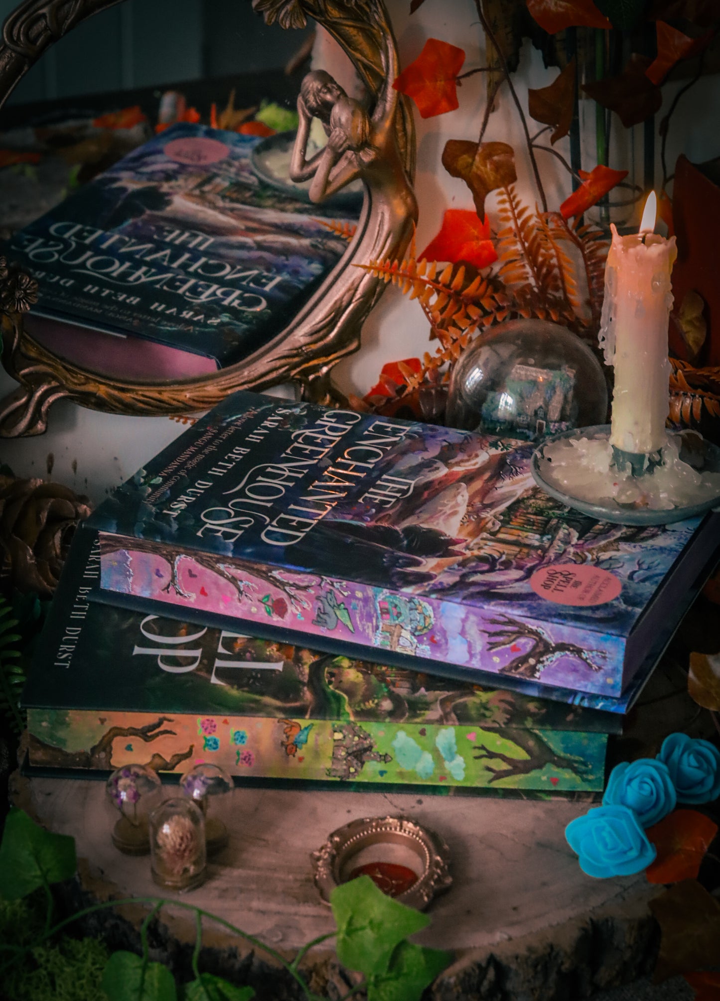 The Enchanted Greenhouse hand-painted book edges - books by Sarah Beth Durst - SPECIAL EDITION BOOK