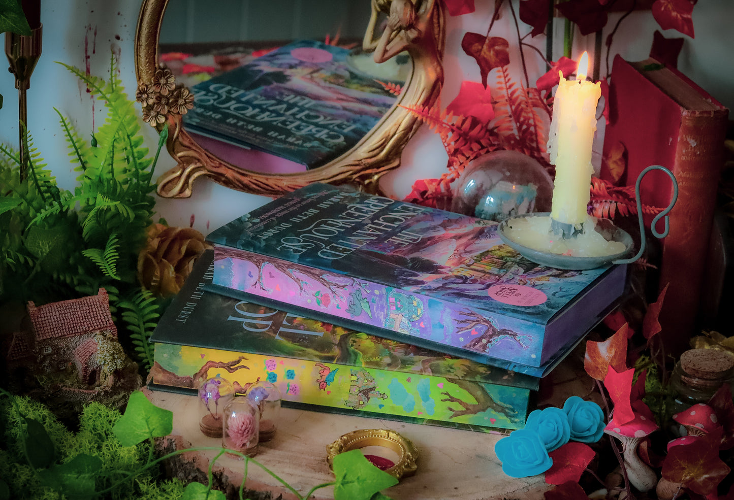 The Enchanted Greenhouse hand-painted book edges - books by Sarah Beth Durst - SPECIAL EDITION BOOK