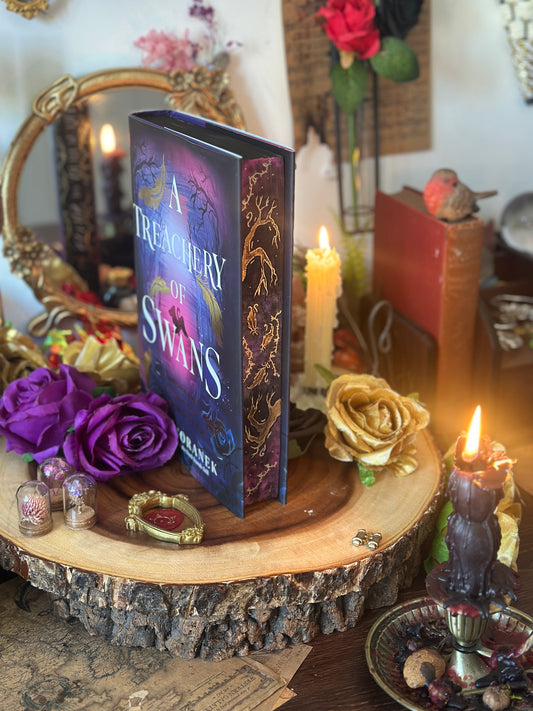 A Treachery of Swans hand-painted book edges - book by A.B. Poranek- SPECIAL EDITION BOOK