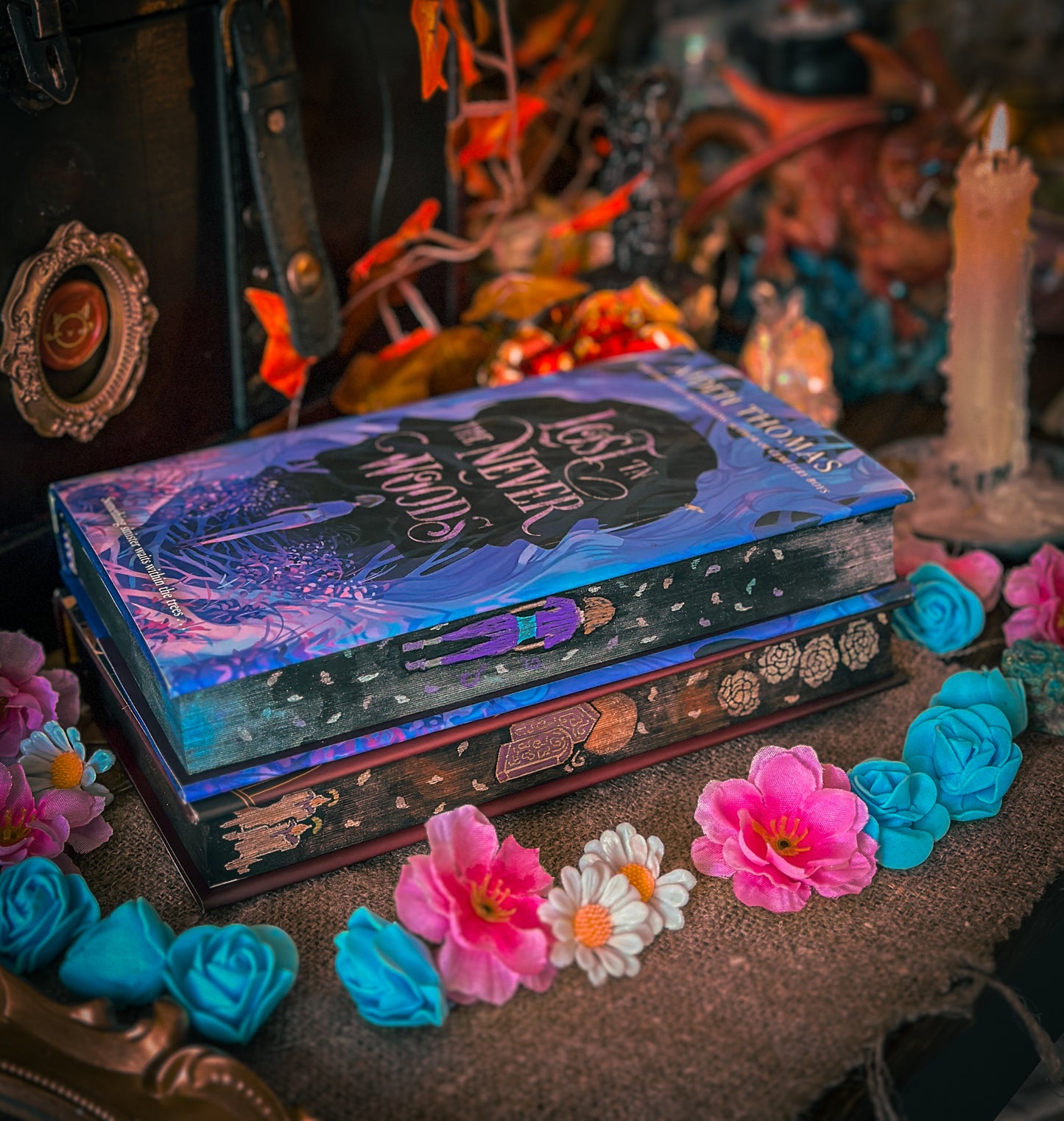 TRANS RIGHTS BOOKS: Cemetery Boys & Lost in Lost in the Never Woods HAND PAINTED BOOK EDGES - Books by Aiden Thomas