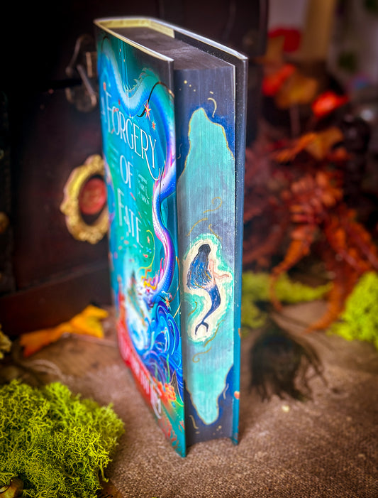 A Forgery of Fate hand-painted book edges - book by Elizabeth Lim - SPECIAL EDITION BOOK